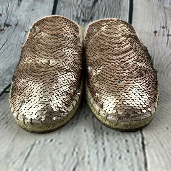 CIRCUS BY SAM EDELMAN LEANNE Rose Gold Silver Mermaid Sequin Slip On Flats - Picture 11 of 17